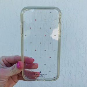 iPhone clear Kate Spade case iPhone XR case jewels pink phone case